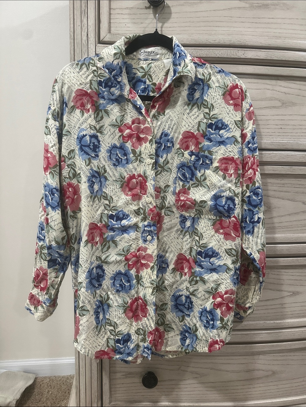 Daytrip Cream Button-Down Shirt with Blue & Pink Floral Print